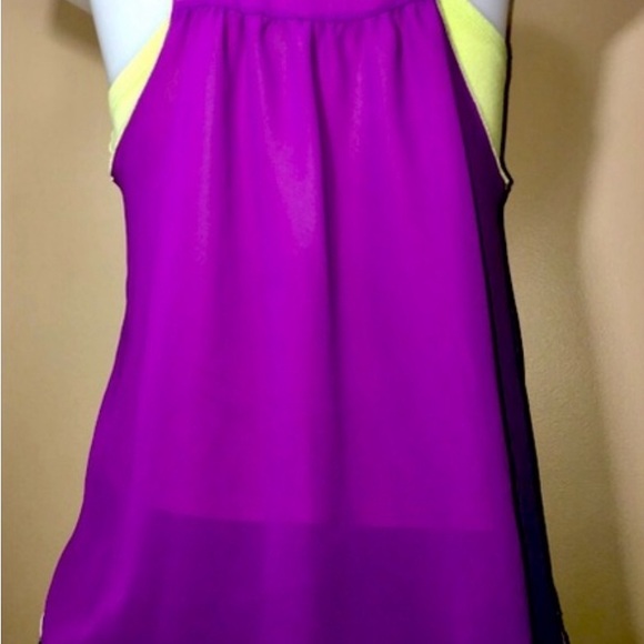G BY GUESS SHEER PURPLE & LIME GREEN TANK XS - Picture 2 of 13